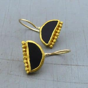 Matte Onyx 24k gold earrings