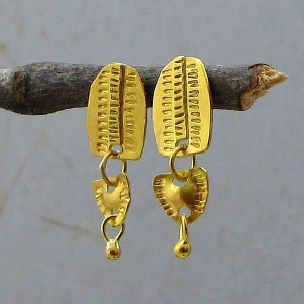 Handmade 22k solid gold dangle studs