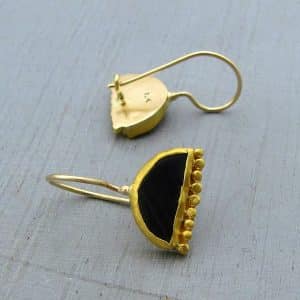 Matte Onyx 24k gold earrings