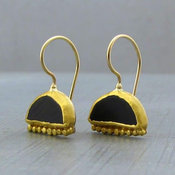 Matte Onyx 24k gold earrings