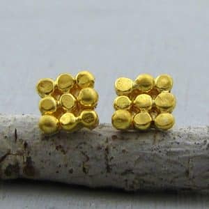 Granulation 24k gold studs earrings