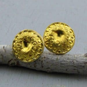 Round 24k gold studs post earrings