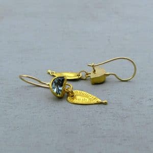 Blue Topaz dangle 24k gold earrings