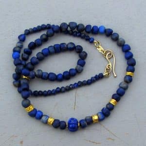 Lapis Lazuli and 24k gold beads necklace