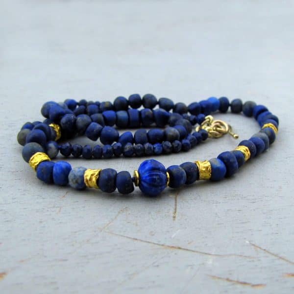 Lapis Lazuli and 24k gold beads necklace