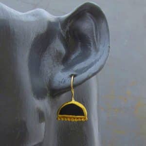 Matte Onyx 24k gold earrings