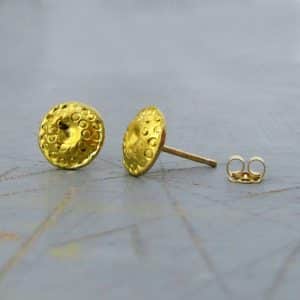 Round 24k gold studs post earrings