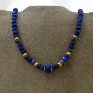 Lapis Lazuli and 24k gold beads necklace