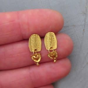 Handmade 22k solid gold dangle studs