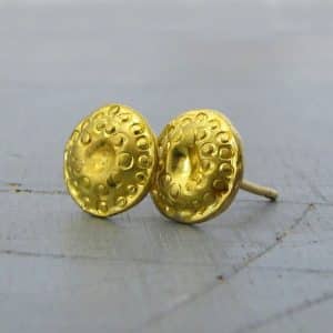 Round 24k gold studs post earrings