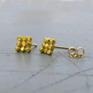 Granulation 24k gold studs earrings