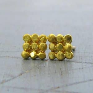 Granulation 24k gold studs earrings