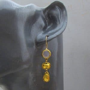 24k gold dangle moonstone earrings