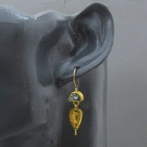 Blue Topaz dangle 24k gold earrings