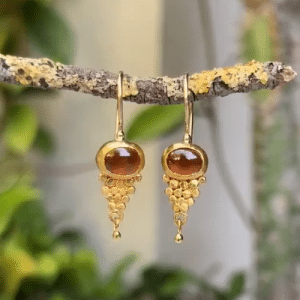 Red Garnet 24k gold dangle earrings