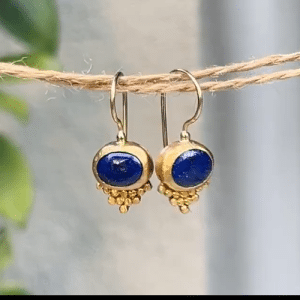 Blue Lapis Lazuli 24k gold dangle earrings