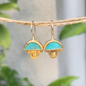 Turquoise 24k gold earrings