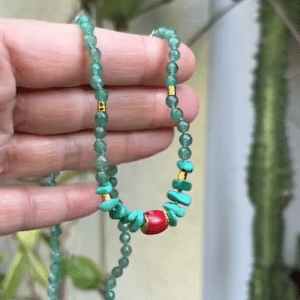 Aventurine Turquoise 24k gold beads necklace