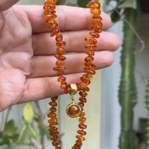 Baltic Amber and 24k gold beads necklace