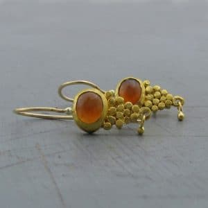 Red Garnet 24k gold dangle earrings