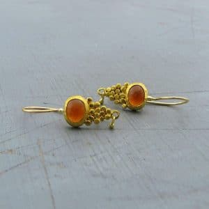 Red Garnet 24k gold dangle earrings