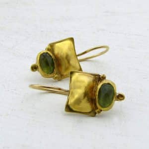 Peridot 24k gold earrings