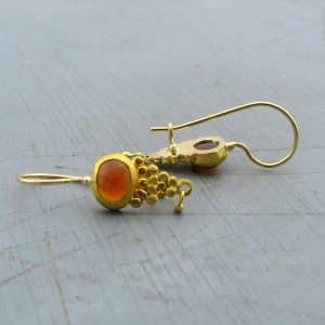 Red Garnet 24k gold dangle earrings