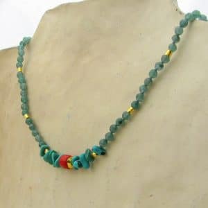 Aventurine Turquoise 24k gold beads necklace