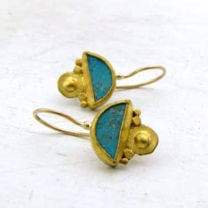 Turquoise 24k gold earrings