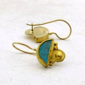 Turquoise 24k gold earrings