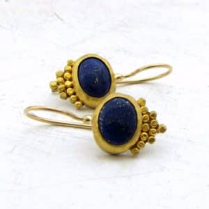 Blue Lapis Lazuli 24k gold dangle earrings