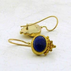 Blue Lapis Lazuli 24k gold dangle earrings