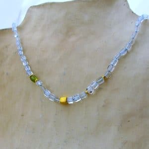 24k gold Aquamarine and Peridot beads necklace