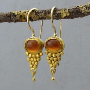 Red Garnet 24k gold dangle earrings