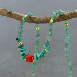 Aventurine Turquoise 24k gold beads necklace