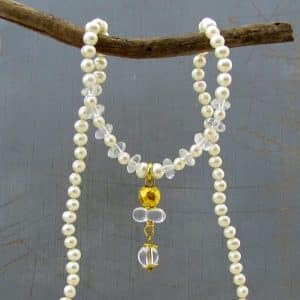 White pearl and clear Quartz 24k gold necklace