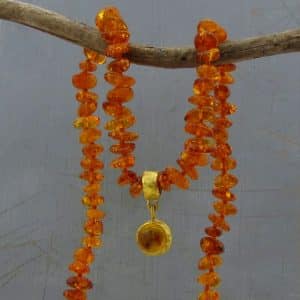 Baltic Amber and 24k gold beads necklace