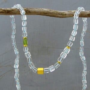 24k gold Aquamarine and Peridot beads necklace