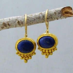 Blue Lapis Lazuli 24k gold dangle earrings