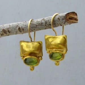 Peridot 24k gold earrings