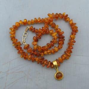 Baltic Amber and 24k gold beads necklace