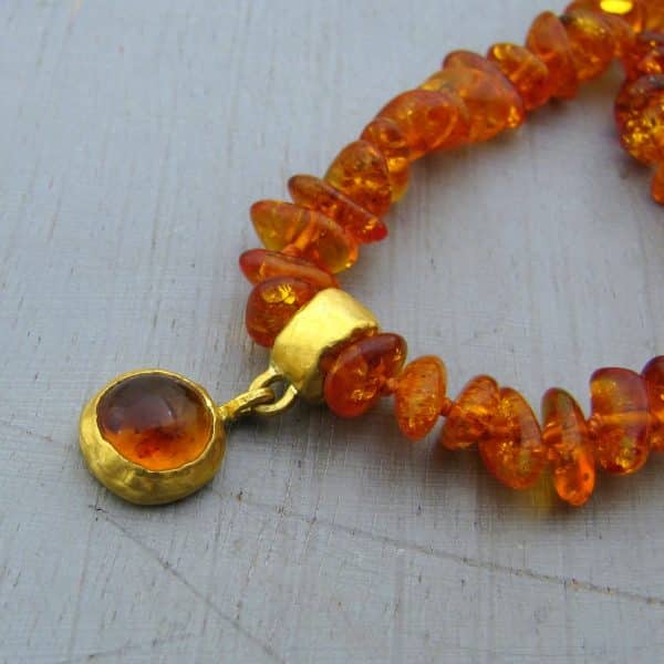 Baltic Amber and 24k gold beads necklace