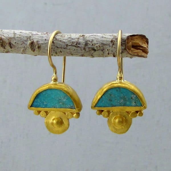 Turquoise 24k gold earrings