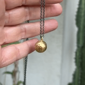 Hammered Dome 22k gold pendant on silver chain