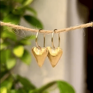 22k gold puffy heart earrings