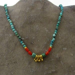 Turquoise 24k gold beads necklace