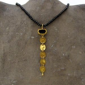 Rough Black Tourmaline and Spinel 24k gold necklace