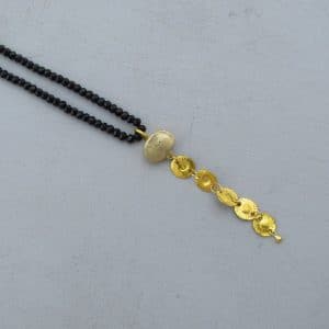 Rough Black Tourmaline and Spinel 24k gold necklace