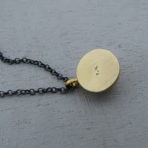 Hammered Dome 22k gold pendant on silver chain