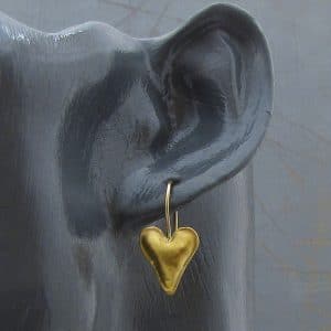 22k gold puffy heart earrings